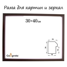 Рама для картин (зеркал) 30 х 40 х 1,9 см, пластиковая, calligrata 6400, серебристая