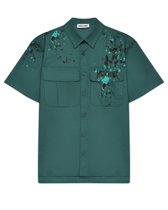 Рубашка с короткими рукавами, зеленая Moschino