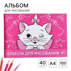 Альбом для рисования а4, 40 листов 100 г/м², на скрепке, коты аристократы Disney