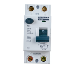 Выключатель дифференциального тока (ВДТ, УЗО) GENERICA MDV15-2-016-030 2п 16А 30мА тип AC ВД1-63