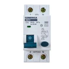 Выключатель дифференциального тока (ВДТ, УЗО) GENERICA MAD25-5-010-C-30 автоматический C10 30мА АВДТ 32