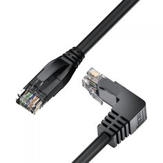 Кабель патч-корд U/UTP 5e кат. 2м GCR GCR-53200 прямой, верхний угол, литой, ethernet high speed, RJ45, T568B, черный