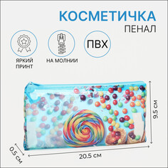 Косметичка-пенал на молнии, пвх, цвет голубой NO Brand