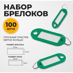 Набор брелоков для ключей, 100 штук, 53 мм, цвет зеленый Calligrata