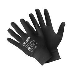 Перчатки для сборочных работ, полиэстер, 9 (L), черная основа, Fiberon, индивидуальная упаковка