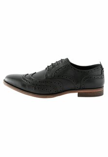 Элегантные туфли на шнуровке Detail Double Wing Brogue Regular Fit Next, черный