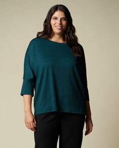 Блузка из крепа с рукавами 3/4 для полных женщин, темно-зеленый NO Brand