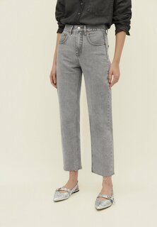 Джинсы-сигареты Cropped Stradivarius, цвет grey denim