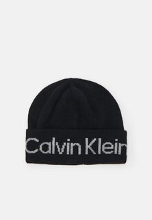Шапка Logo Reverso Tonal Beanie Calvin Klein, черный