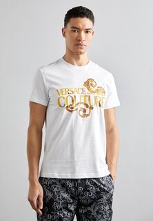 Футболка с принтом Watercolor Logo Versace Jeans Couture, цвет white/gold