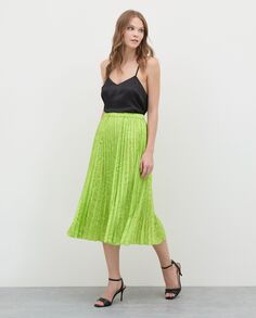 Женская юбка миди со складками NICE&amp;CHIC, кислотно-зеленый Nice&Chic