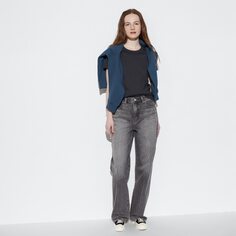 Джинсы Uniqlo женские прямые широкие, серый