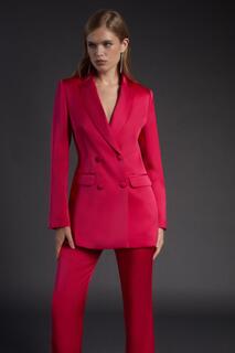 Узкие атласные расклешенные брюки премиум-класса Julie Kuyath Coast, красный
