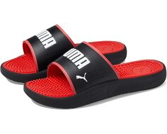 Сандалии PUMA Softride Slide Massage, цвет Puma Black/Puma White/High-Risk Red