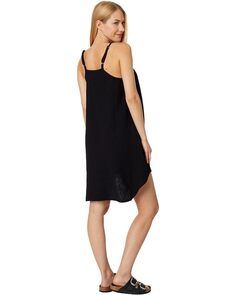 Платье bobi Los Angeles Scoop Neck Handkerchief Hem Dress, черный