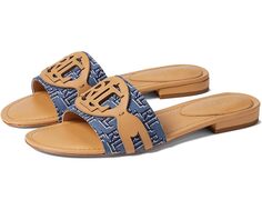 Сандалии LAUREN Ralph Lauren Alegra Monogram Jacquard Slide Sandal, цвет Denim Blue/Buff