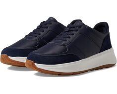 Кроссовки FitFlop F-Mode Leather/Suede Flatform Sneakers, цвет Midnight Navy