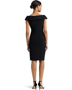 Платье LAUREN Ralph Lauren Jersey Off-the-Shoulder Cocktail Dress, черный