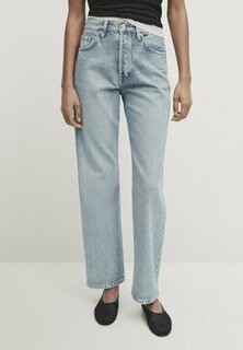 Джинсы Straight Leg HIGH-WAIST Massimo Dutti, цвет light blue