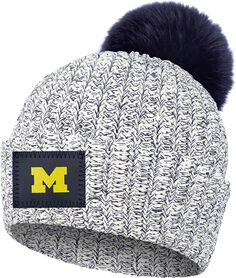 Серая вязаная шапка с помпоном Love Your Melon Michigan Wolverines