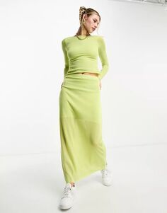 COLLUSION – трикотажная юбка макси прямого кроя зеленого цвета