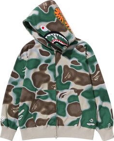 Худи BAPE Liquid Camo Shark Relaxed Fit Full Zip &apos;Green&apos;, зеленый