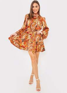 In The Style Оранжевое приталенное платье с принтом пейсли Danielle