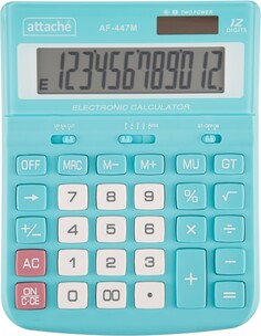 Калькулятор настольный полноразм attache af-447m,12р,дв.пит,мятн,198x153x42
