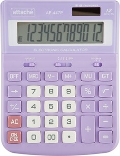 Калькулятор настольный полноразм attache af-447p,12р,дв.пит,фиол,198x153x42