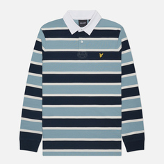 Мужской лонгслив Lyle & Scott Stripe Rugby, цвет голубой, размер XXL