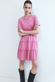 платье женское Платье-футболка мини хлопковое с ярусной юбкой Befree