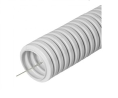 Труба гофрированная лёгкая Ecoplast 20125HFR-UF ПНД-FRUF, с зондом,без галогена, трудногорючая, атмосферостойкая,цвет серый, диам. 25мм (50м)