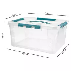 Ящик для хранения Grand Box 39x29x18 см 15.3 л пластик с крышкой цвет прозрачный Без бренда