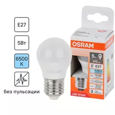 Лампа светодиодная Osram шар 5Вт 470Лм E27 холодный белый свет