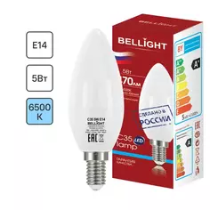 Лампа светодиодная Bellight Е14 220-240 В 5 Вт свеча 470 лм холодный белый цвет света