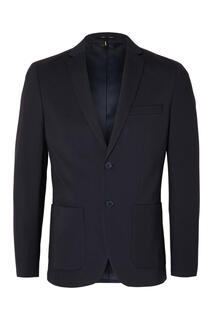 Куртка облегающего кроя из ткани Lenzing Ecovero. Selected, темно-синий