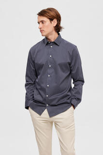 классическая рубашка из 100% хлопка Selected, синий