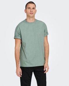 Мужская футболка с короткими рукавами и круглым вырезом Only &amp; Sons, темно-зеленый
