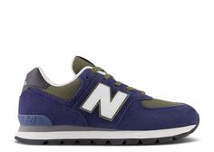 Кроссовки New Balance 574 Big Kid Wide &apos;Team Navy Dark Moss&apos;, синий