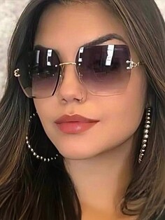 Женские солнцезащитные очки без оправы с многоугольным градиентом, 1 шт.