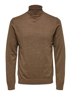 Пуловер SELECTED HOMME SLHBERG ROLL NECK, коричневый