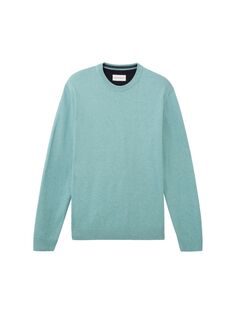 Пуловер Tom Tailor BASIC CREWNECK KNIT, зеленый