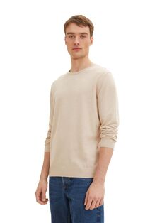 Пуловер Tom Tailor BASIC CREW NECK, бежевый