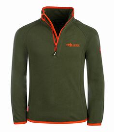 Пуловер Trollkids Fleece Nordland, цвет Waldgrün/Orange