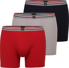 Трусы Bugatti Long Pants 3er Pack, цвет rot/hellgrau meliert/dunkelblau