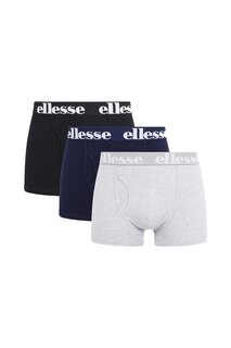 Боксеры с логотипом на поясе - 3 пары Ellesse, черный