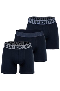 Боксеры с логотипом на поясе - 3 пары Superdry, синий