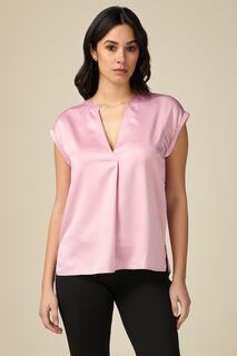 Блузка с атласным эффектом спереди Oltre, розовый
