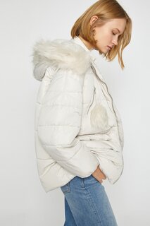 Зимняя куртка с капюшоном и эко-пухом Koton, белый