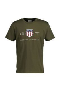 Футболка Archive Shield с овальным вырезом и логотипом Gant, зеленый